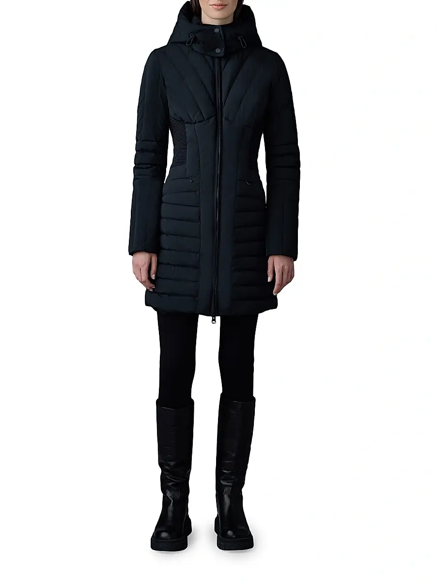 Mackage Women's Oksana Smocked Long Down Coat - Black | Thumbnail 2 Mackage Women's Oksana Smocked Long Down Coat - Black | Thumbnail 2