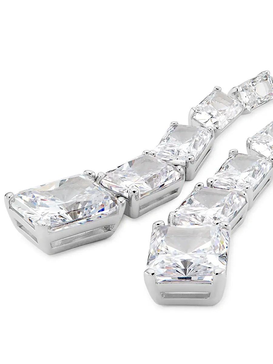 Adriana Orsini Women's Naomi Sterling Silver & Cubic Zirconia Linear Drop Earrings - Silver | Thumbnail 4 Adriana Orsini Women's Naomi Sterling Silver & Cubic Zirconia Linear Drop Earrings - Silver | Thumbnail 4