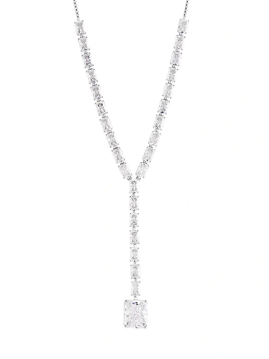 Adriana Orsini Women's Naomi Rhodium-Plated & Cubic Zirconia Y Necklace - Silver | Image 1 Adriana Orsini Women's Naomi Rhodium-Plated & Cubic Zirconia Y Necklace - Silver | Image 1