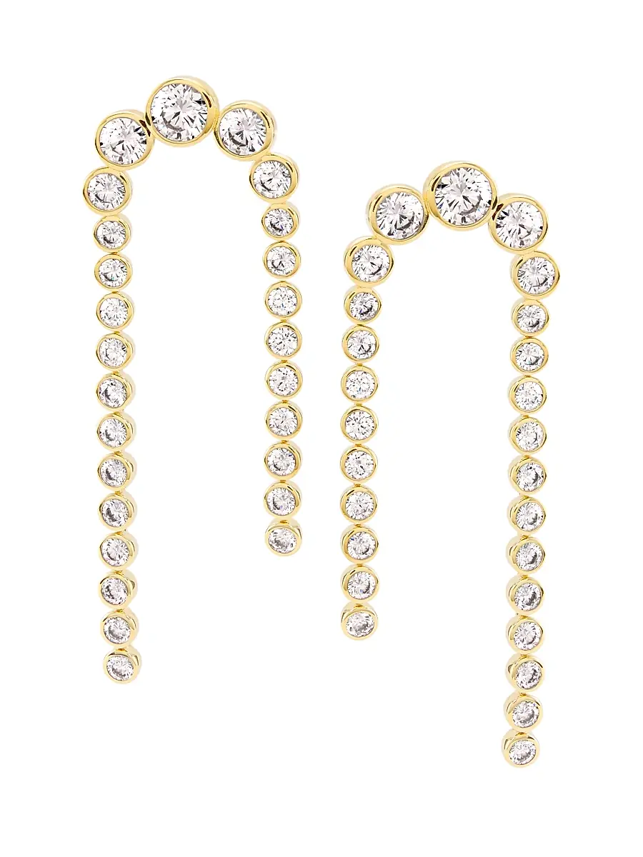 Women's Basel 18K-Gold-Plated & Cubic Zirconia Linear Double-Drop Earrings - Gold Women's Basel 18K-Gold-Plated & Cubic Zirconia Linear Double-Drop Earrings - Gold