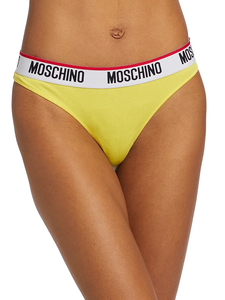 MOSCHINO Women's Donna Logo-Detailed Thong Bikini Bottoms | Thumbnail 3 MOSCHINO Women's Donna Logo-Detailed Thong Bikini Bottoms | Thumbnail 3