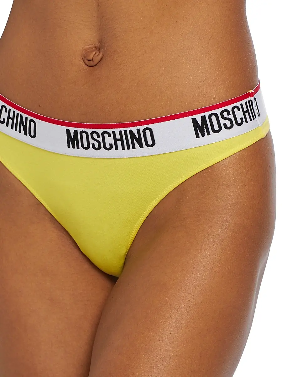 MOSCHINO Women's Donna Logo-Detailed Thong Bikini Bottoms | Thumbnail 5 MOSCHINO Women's Donna Logo-Detailed Thong Bikini Bottoms | Thumbnail 5