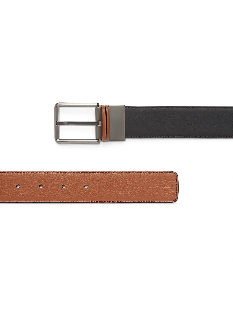 Zegna Men's Reversible Leather Belt | Thumbnail 2