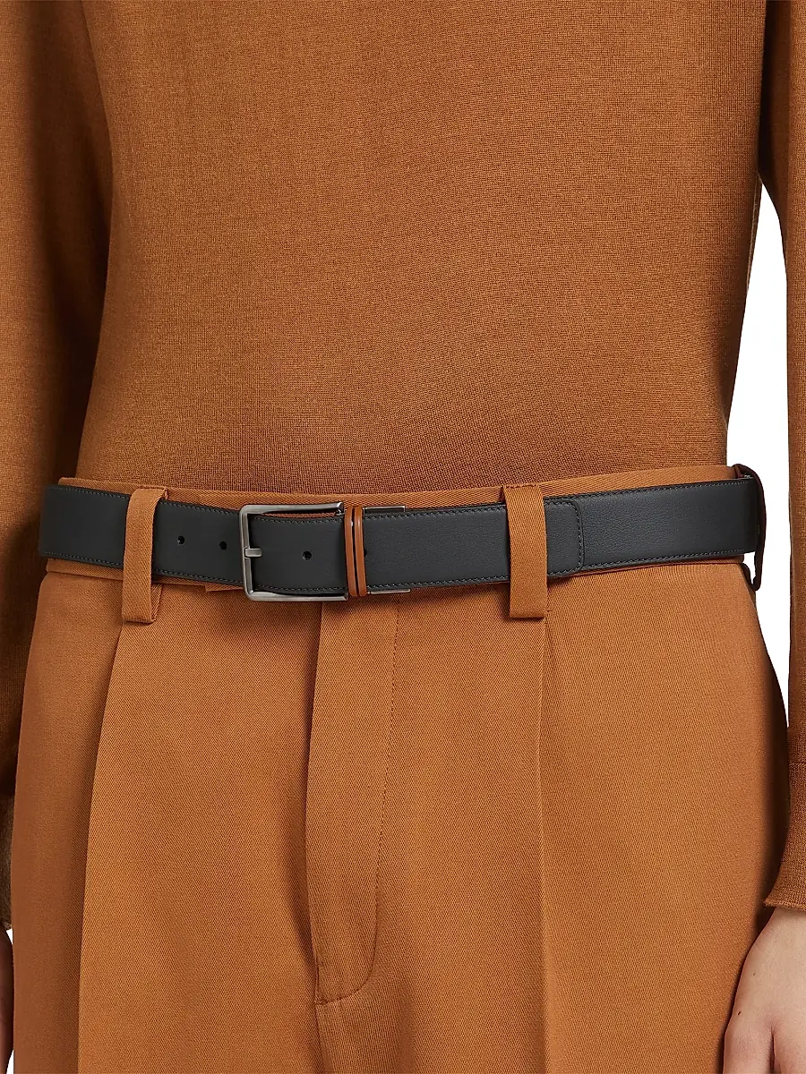 Zegna Men's Reversible Leather Belt | Thumbnail 3