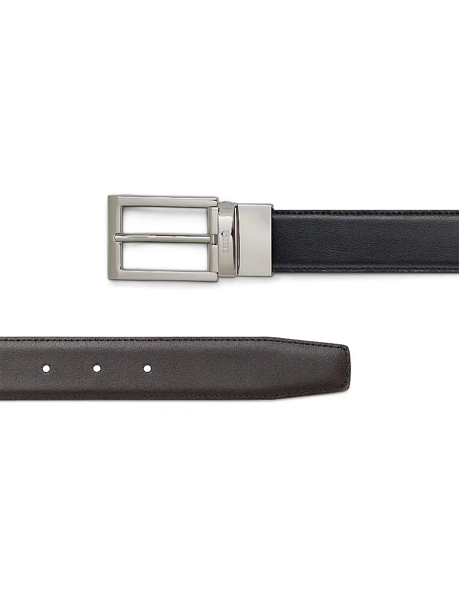 Zegna Men's Reversible Leather Belt | Thumbnail 2