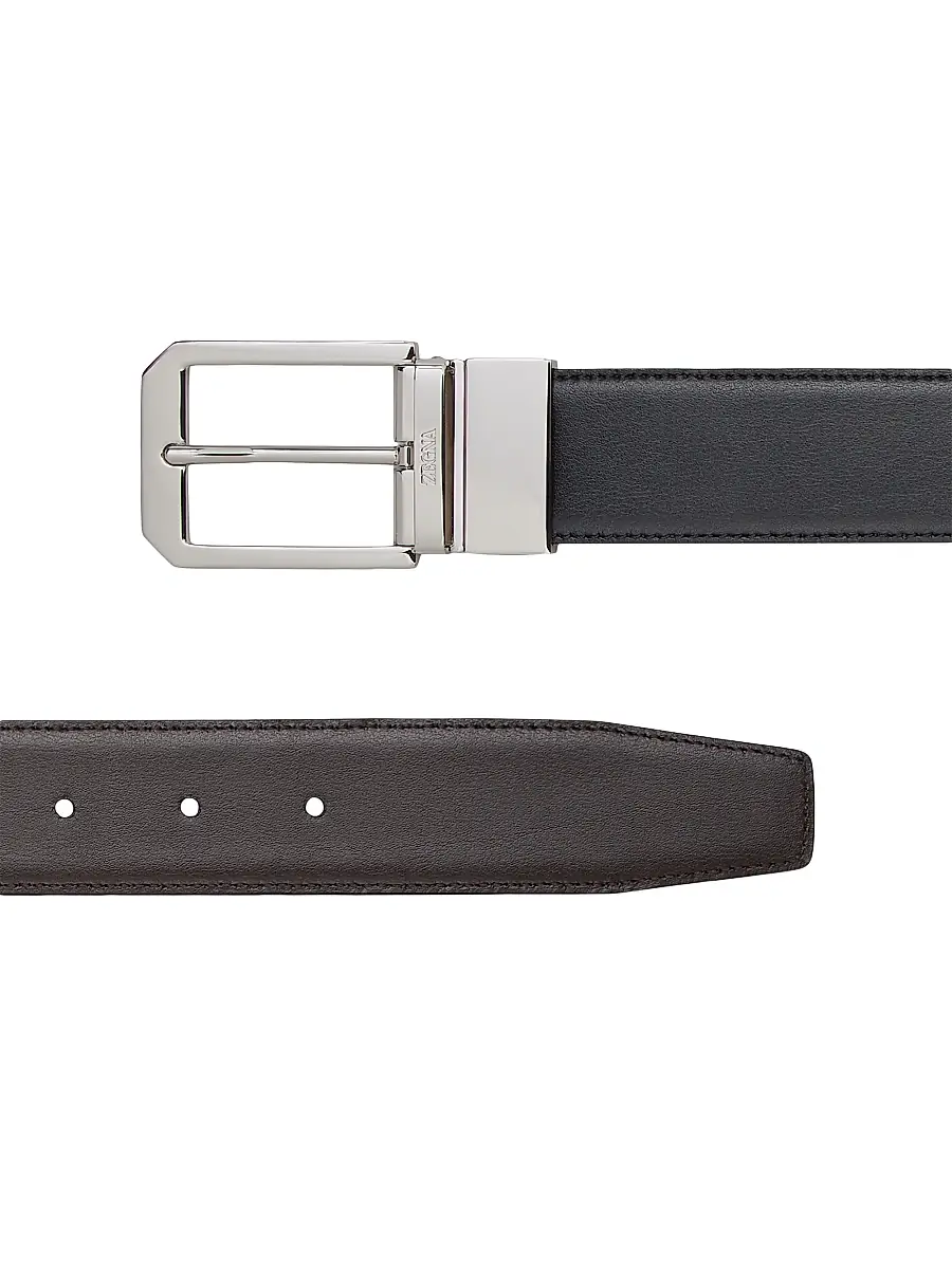 Zegna Men's Reversible Leather Belt | Thumbnail 2