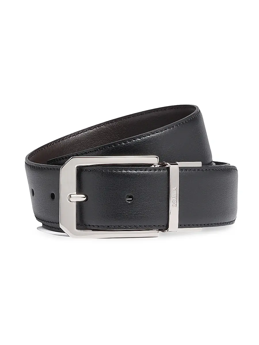 Zegna Men's Reversible Leather Belt - Black Dark Brown - Size 42 | Image 1 Zegna Men's Reversible Leather Belt - Black Dark Brown - Size 42 | Image 1