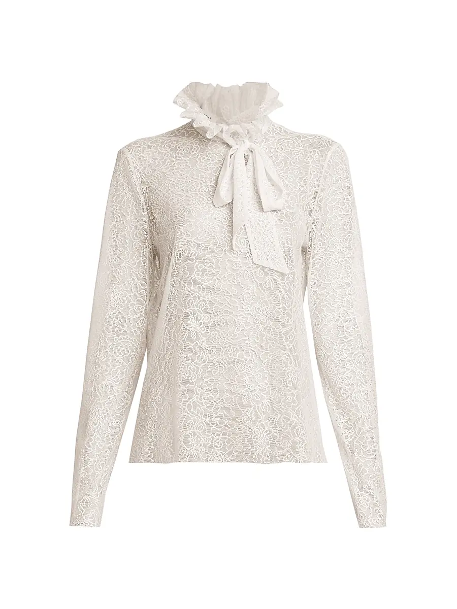 Philosophy di Lorenzo Serafini Women's Sheer Lace Long-Sleeve Blouse