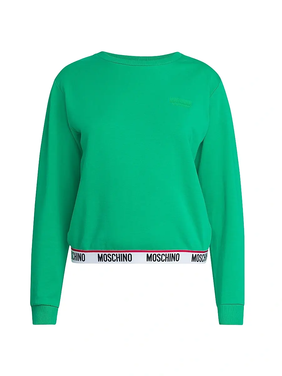 Moschino Women's Stretch-Cotton Crewneck Sweatshirt - Green | Image 1 Moschino Women's Stretch-Cotton Crewneck Sweatshirt - Green | Image 1