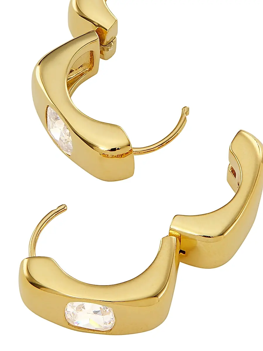 Adriana Orsini Women's Jolene 18K-Gold-Plated & Cubic Zirconia Square Huggie Hoop Earrings - Gold | Thumbnail 3