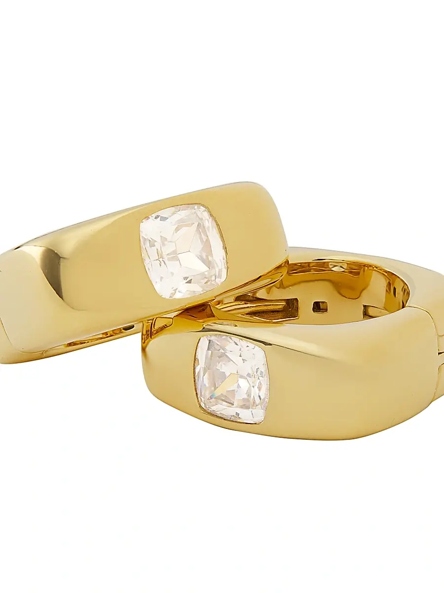 Adriana Orsini Women's Jolene 18K-Gold-Plated & Cubic Zirconia Square Huggie Hoop Earrings - Gold | Thumbnail 4