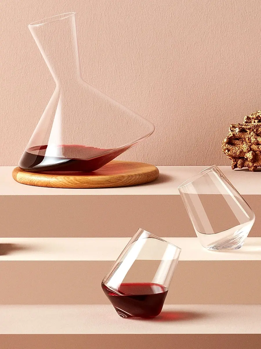 Nude Glass Balance Water Decanter & Wooden Base | Thumbnail 2 Nude Glass Balance Water Decanter & Wooden Base | Thumbnail 2