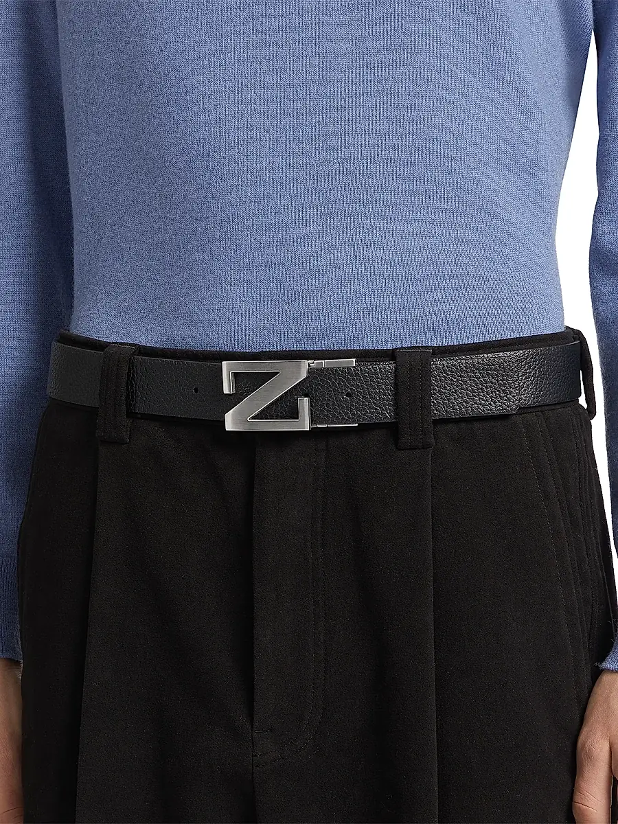 Zegna Men's Reversible Leather Belt | Thumbnail 3