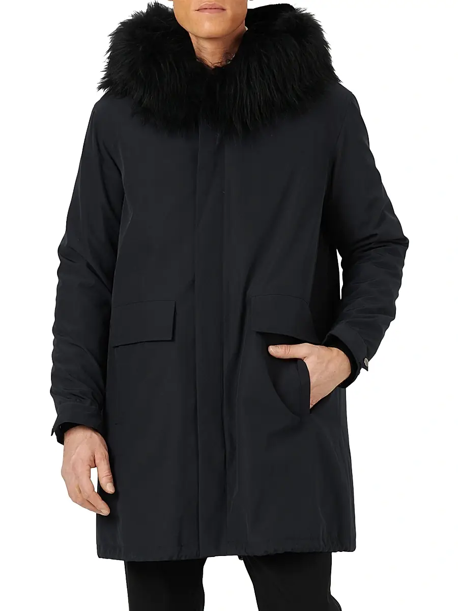 Gorski Men's Parka With Shearling Lamb Hood Trim | Thumbnail 3