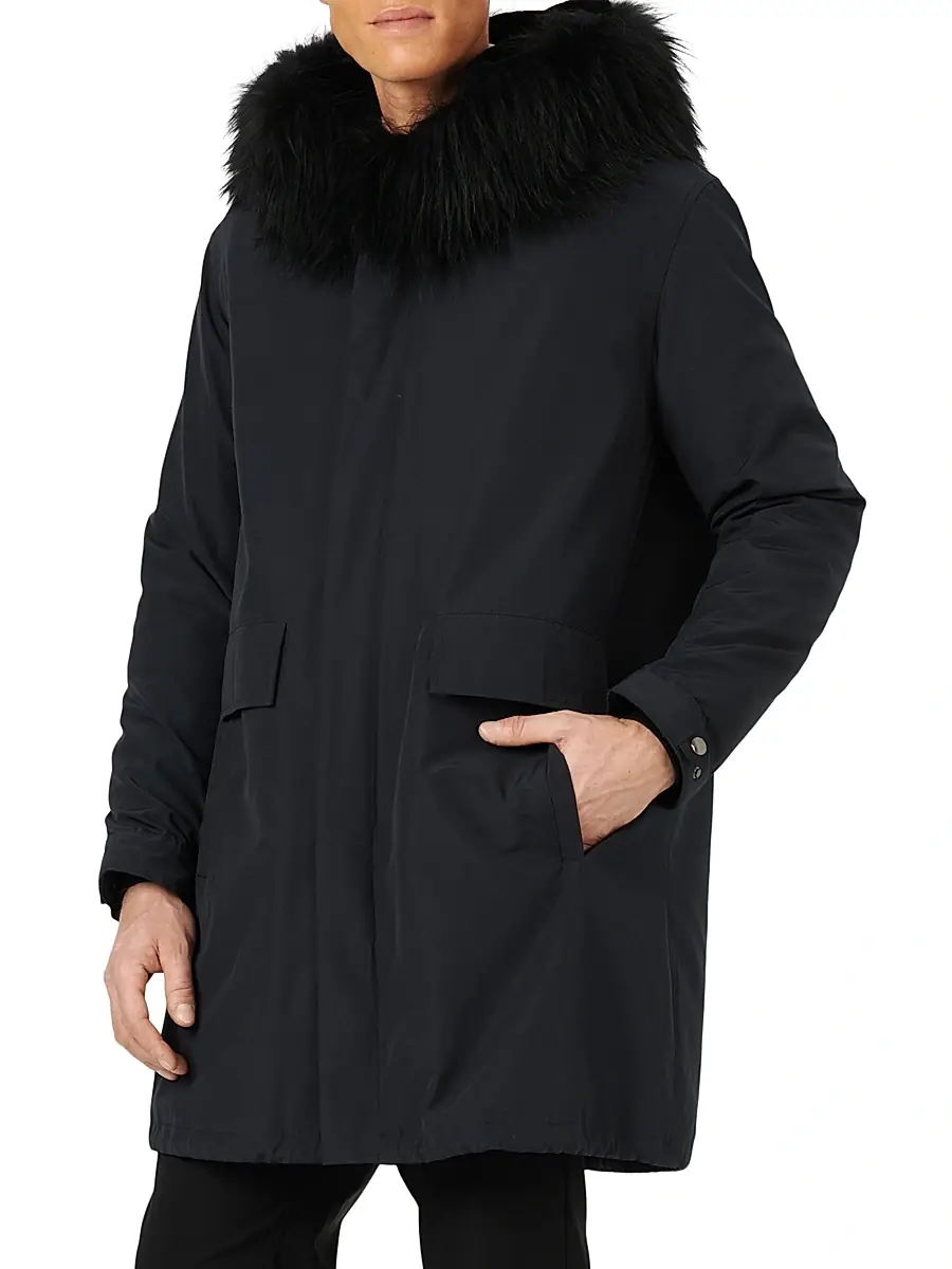 Gorski Men's Parka With Shearling Lamb Hood Trim | Thumbnail 4