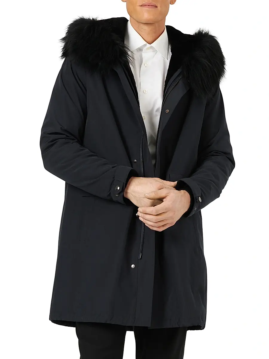 Gorski Men's Parka With Shearling Lamb Hood Trim | Thumbnail 6