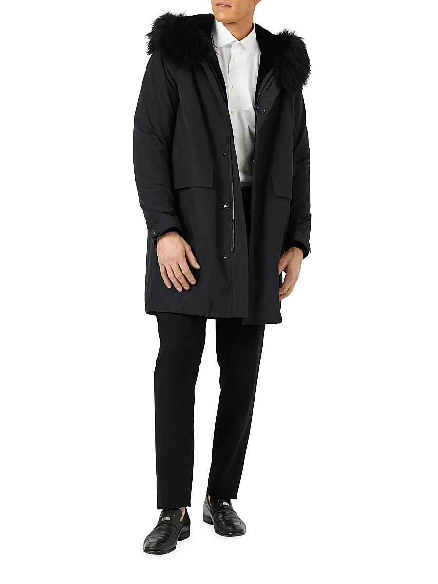 Gorski Men's Parka With Shearling Lamb Hood Trim | Thumbnail 7