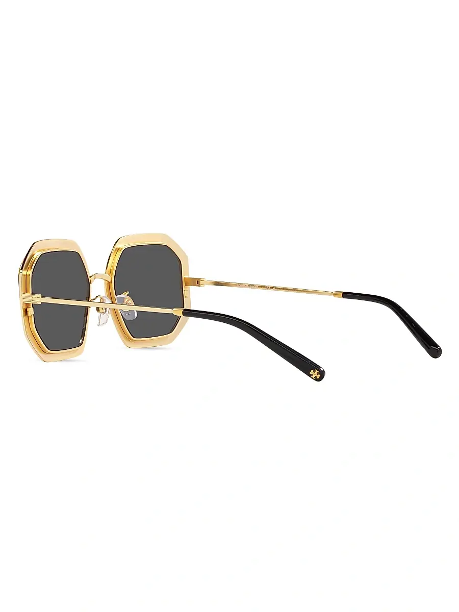 Tory Burch Women's 52MM Geometric Sunglasses - Shiny Gold | Thumbnail 5