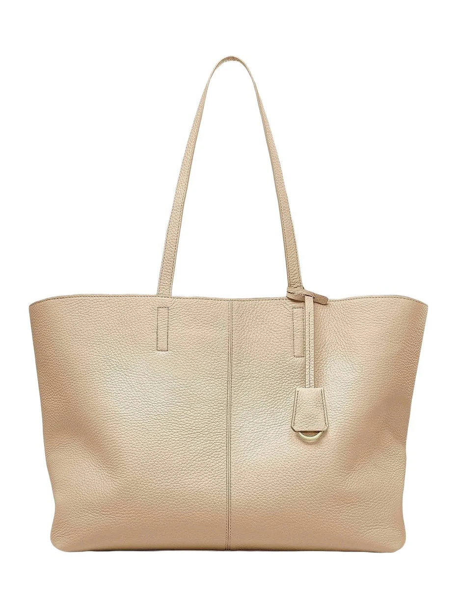 Women's Large Leather Zipped Soft Tote Bag