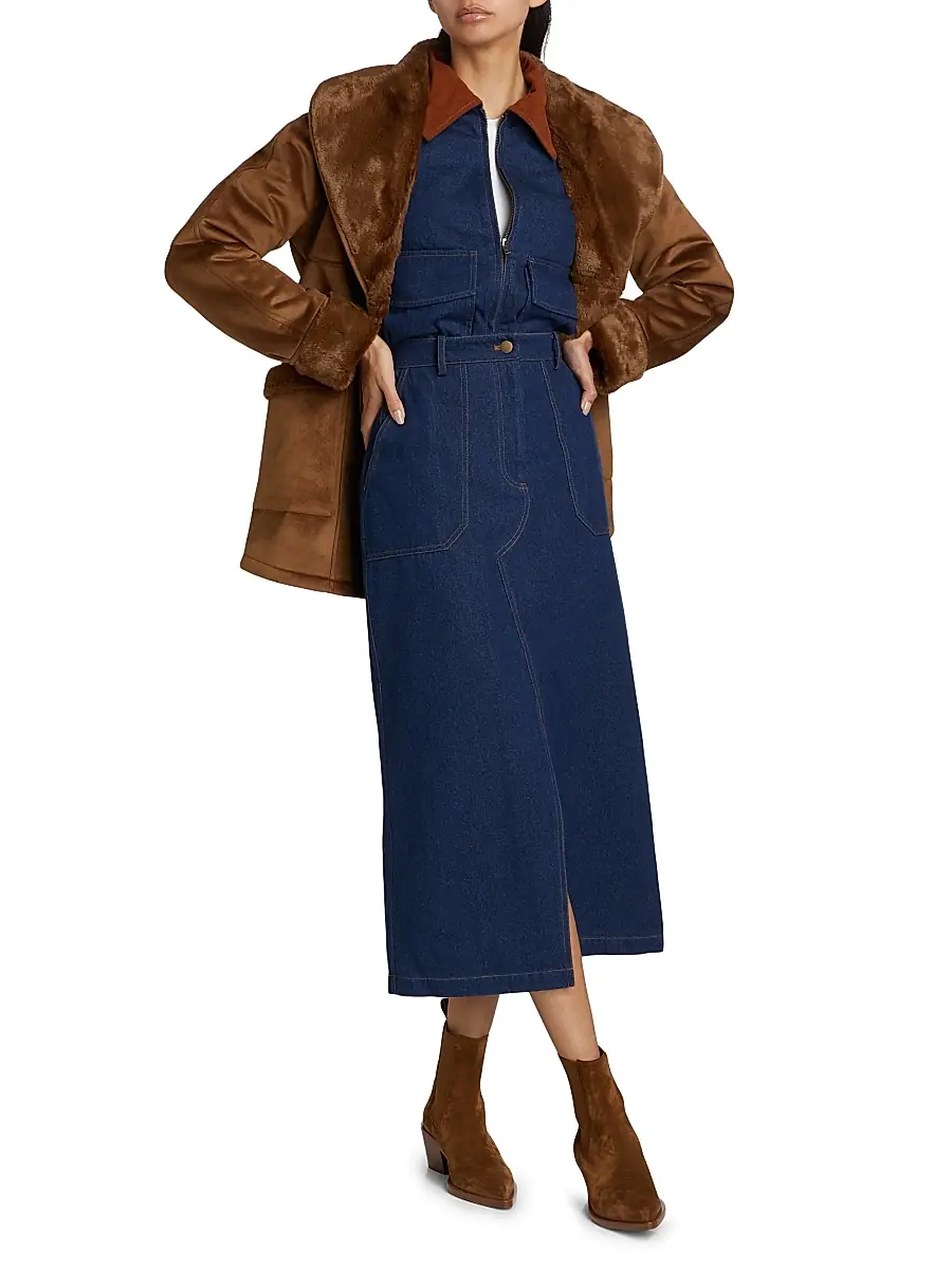If Only Studio Women's Belted Faux-Shearling Coat - Cognac | Thumbnail 2 If Only Studio Women's Belted Faux-Shearling Coat - Cognac | Thumbnail 2