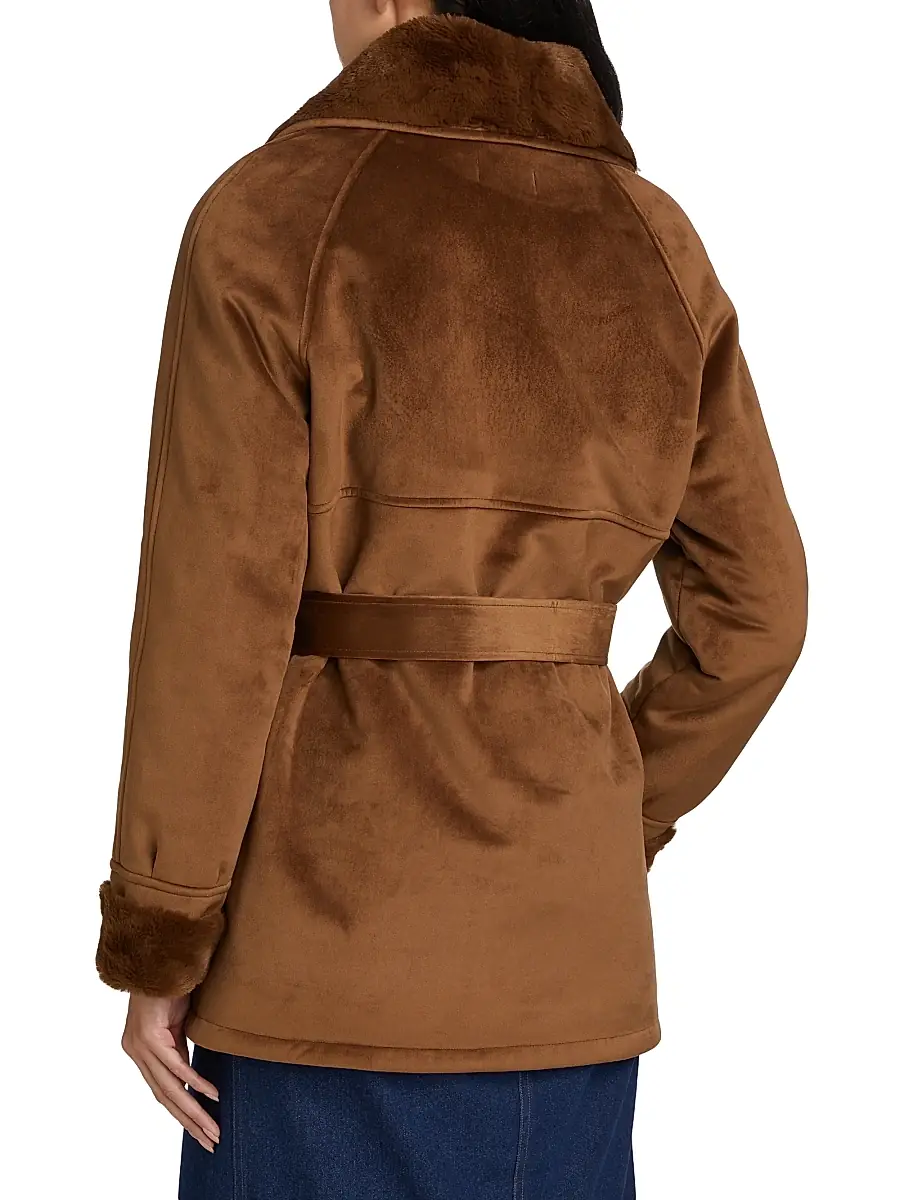 If Only Studio Women's Belted Faux-Shearling Coat - Cognac | Thumbnail 5 If Only Studio Women's Belted Faux-Shearling Coat - Cognac | Thumbnail 5