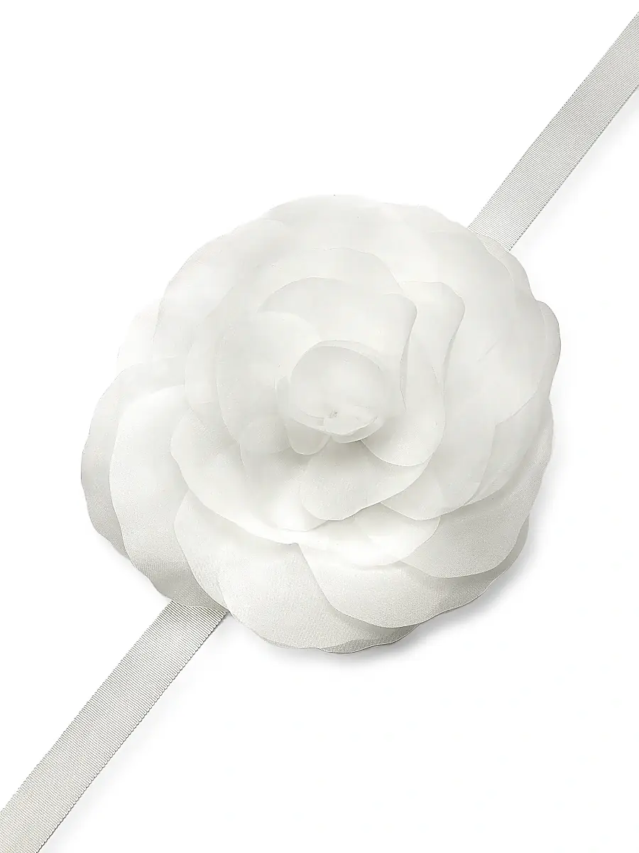 Cynthia Rowley Women's Oversized Organza Flower Tie - White | Image 1 Cynthia Rowley Women's Oversized Organza Flower Tie - White | Image 1