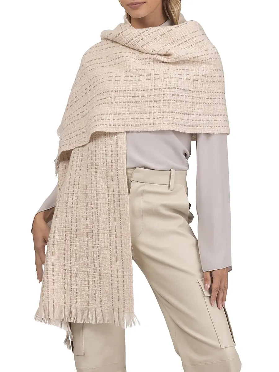 Gorski Women's Knit Wool Shawl - Beige | Thumbnail 2