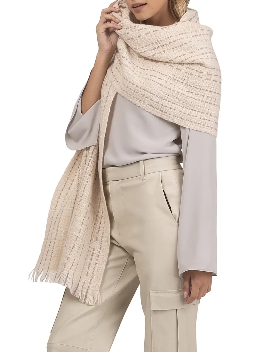 Gorski Women's Knit Wool Shawl - Beige | Thumbnail 3