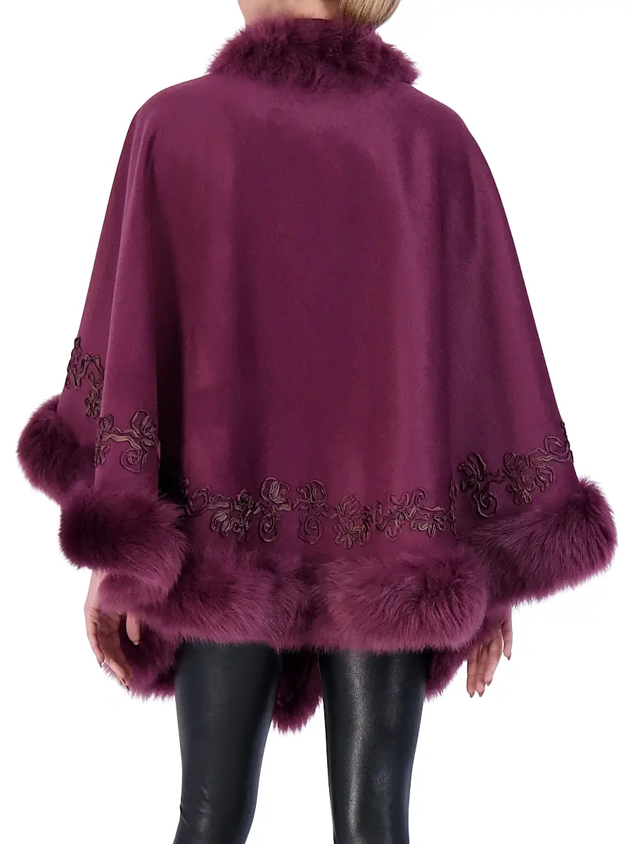 Gorski Women's Embroidered Wool and Cashmere Cape - Burgundy | Thumbnail 5