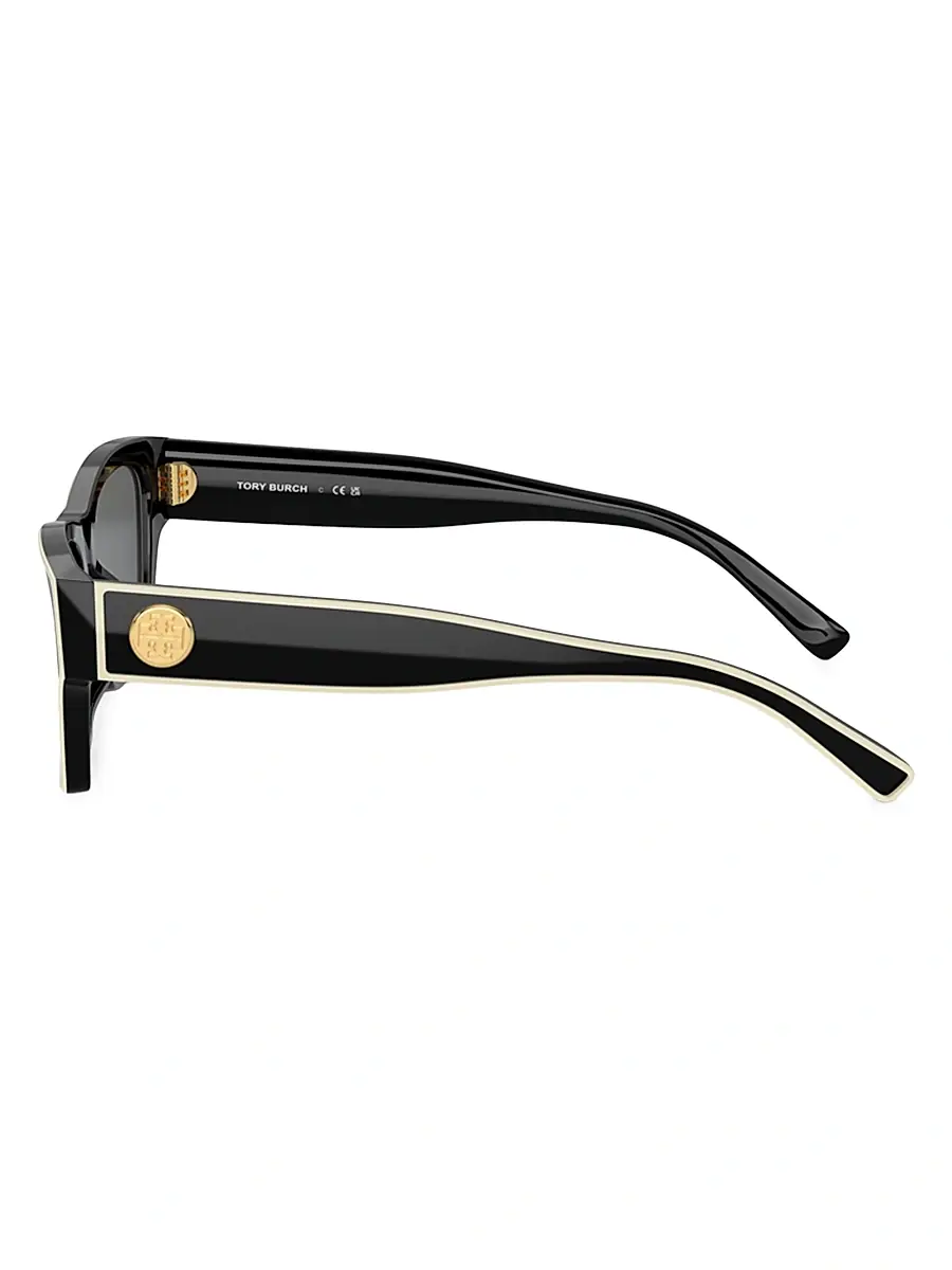 Tory Burch Women's 53MM Rectangular Sunglasses - Black Grey | Thumbnail 3 Tory Burch Women's 53MM Rectangular Sunglasses - Black Grey | Thumbnail 3