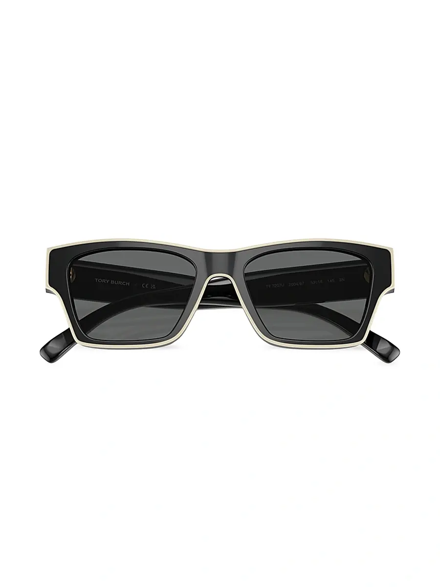 Tory Burch Women's 53MM Rectangular Sunglasses - Black Grey | Thumbnail 5 Tory Burch Women's 53MM Rectangular Sunglasses - Black Grey | Thumbnail 5