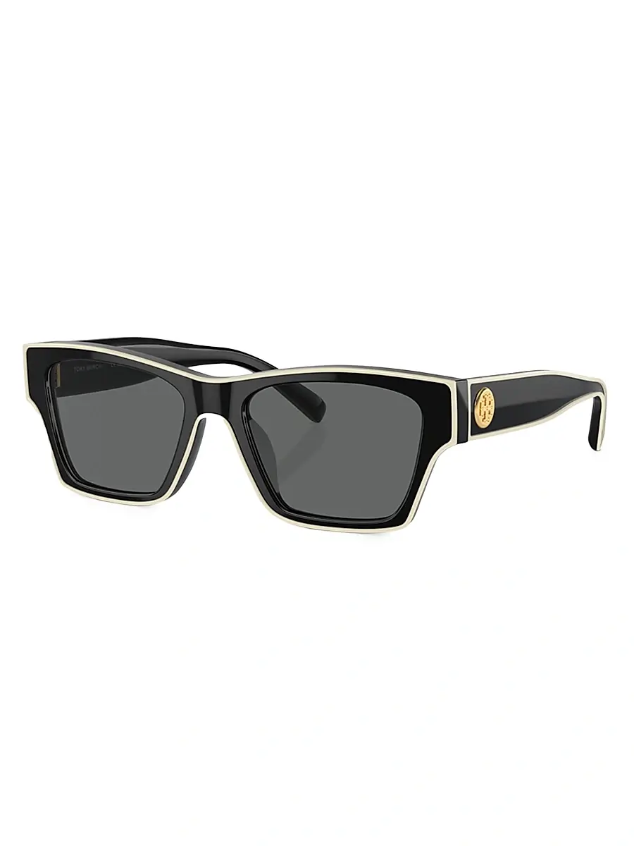 Tory Burch Women's 53MM Rectangular Sunglasses - Black Grey | Image 1 Tory Burch Women's 53MM Rectangular Sunglasses - Black Grey | Image 1