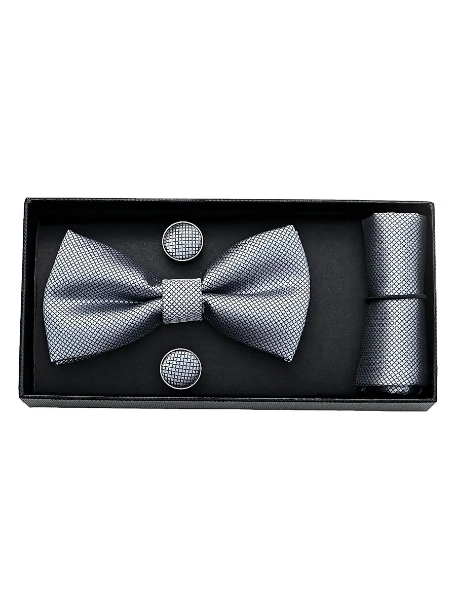 Moustache Crosshatch Bow Tie Set | Image 1 Moustache Crosshatch Bow Tie Set | Image 1
