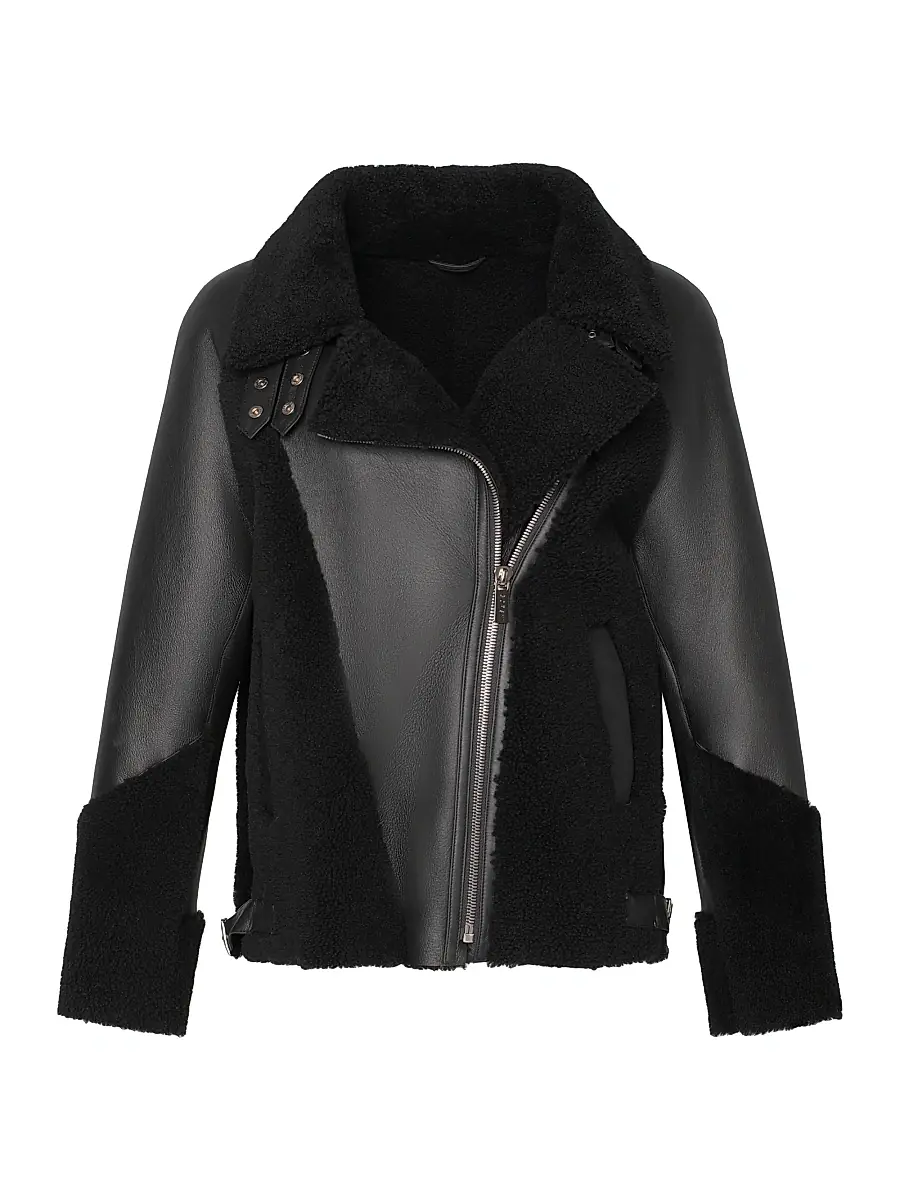 Gorski Women's Shearling Lamb Zip Moto Jacket - Black - Size XS | Image 1 Gorski Women's Shearling Lamb Zip Moto Jacket - Black - Size XS | Image 1