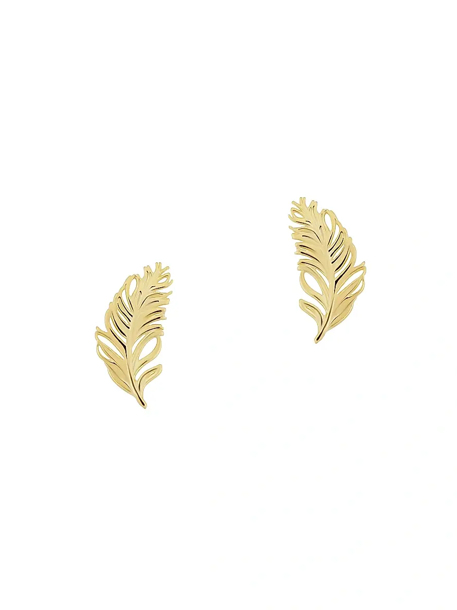 Women's 14K Yellow Solid Gold Fine as A Feather Studs - Yellow Gold Women's 14K Yellow Solid Gold Fine as A Feather Studs - Yellow Gold