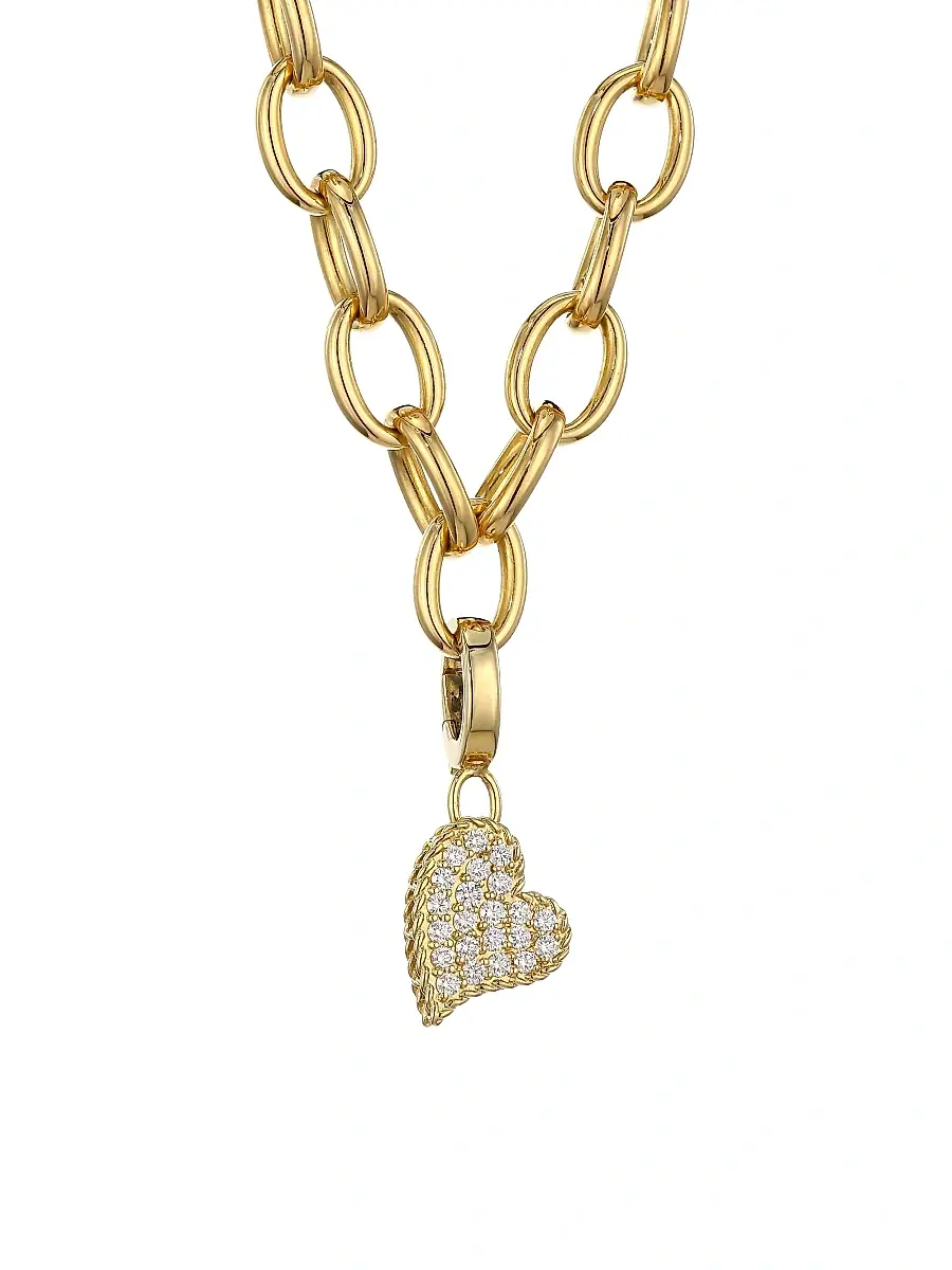 Women's Princess Charms 18K Yellow Gold & Diamond Heart Charm Women's Princess Charms 18K Yellow Gold & Diamond Heart Charm