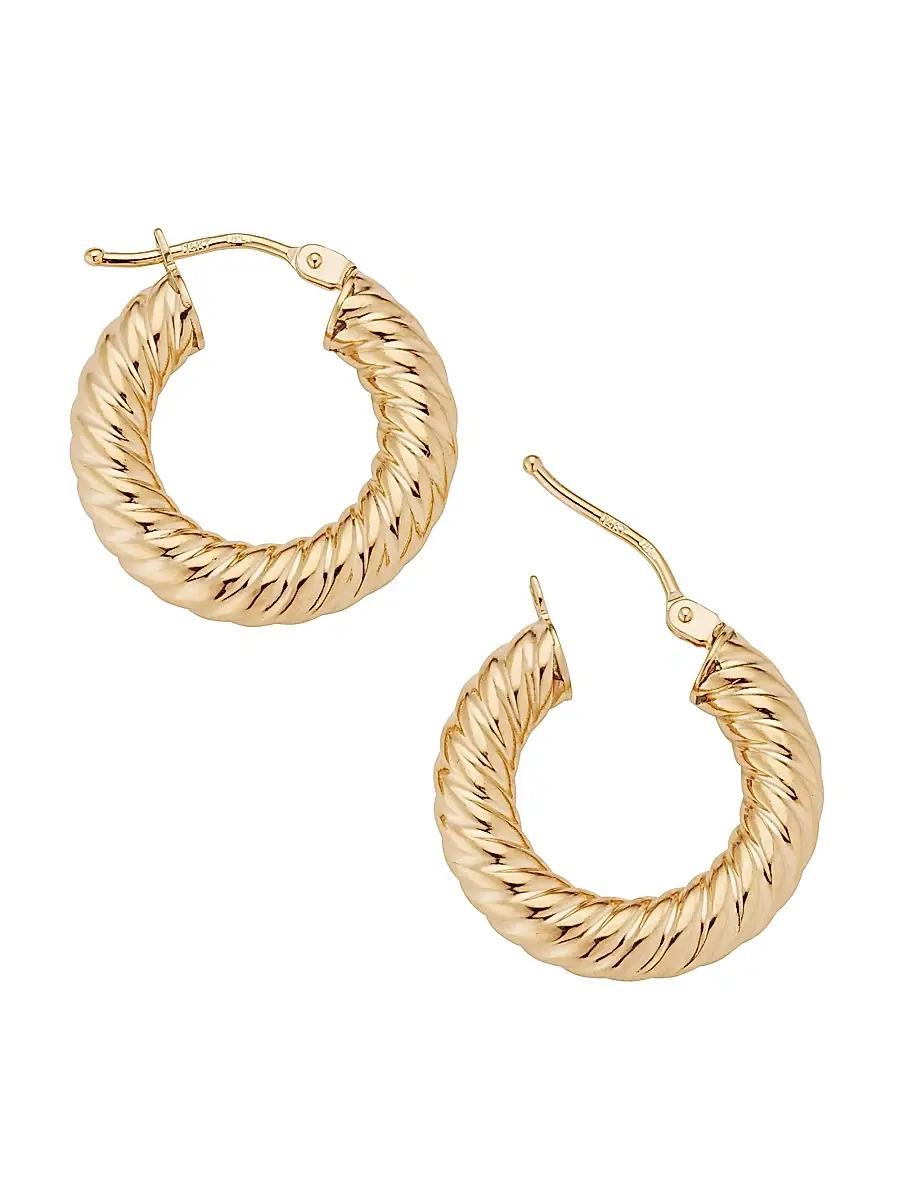 Oradina Women's 14K Yellow Gold Goddess Bold Hoops - Yellow Gold | Thumbnail 2 Oradina Women's 14K Yellow Gold Goddess Bold Hoops - Yellow Gold | Thumbnail 2