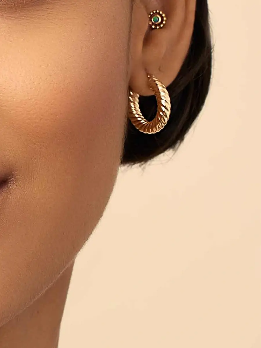 Oradina Women's 14K Yellow Gold Goddess Bold Hoops - Yellow Gold | Thumbnail 5 Oradina Women's 14K Yellow Gold Goddess Bold Hoops - Yellow Gold | Thumbnail 5