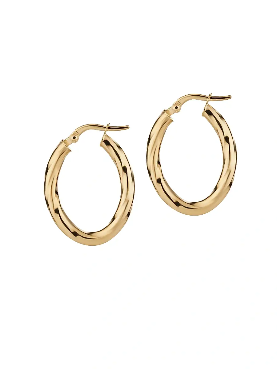 Oradina Women's 14K Yellow Gold Goddess Oval Hoops - Yellow Gold | Thumbnail 2 Oradina Women's 14K Yellow Gold Goddess Oval Hoops - Yellow Gold | Thumbnail 2