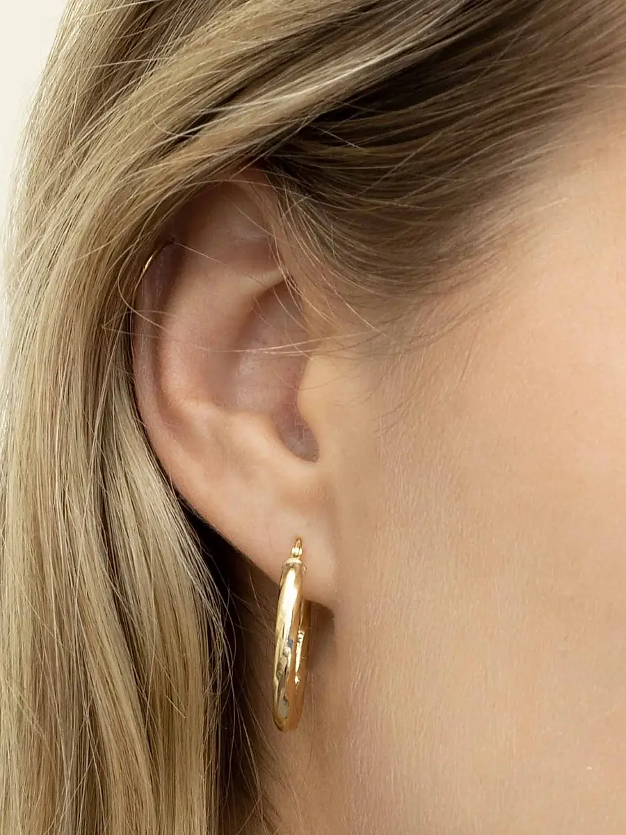 Oradina Women's 14K Yellow Gold Goddess Oval Hoops - Yellow Gold | Thumbnail 3 Oradina Women's 14K Yellow Gold Goddess Oval Hoops - Yellow Gold | Thumbnail 3