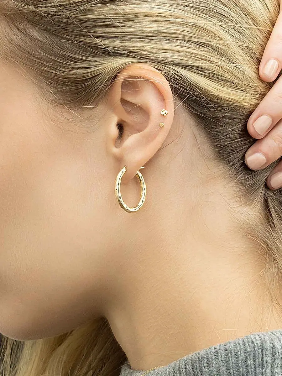 Oradina Women's 14K Yellow Gold Goddess Oval Hoops - Yellow Gold | Thumbnail 4 Oradina Women's 14K Yellow Gold Goddess Oval Hoops - Yellow Gold | Thumbnail 4
