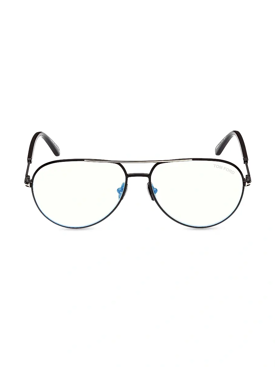 TOM FORD Men's 55MM Aviator Blue Block Glasses - Black Blue | Thumbnail 2 TOM FORD Men's 55MM Aviator Blue Block Glasses - Black Blue | Thumbnail 2