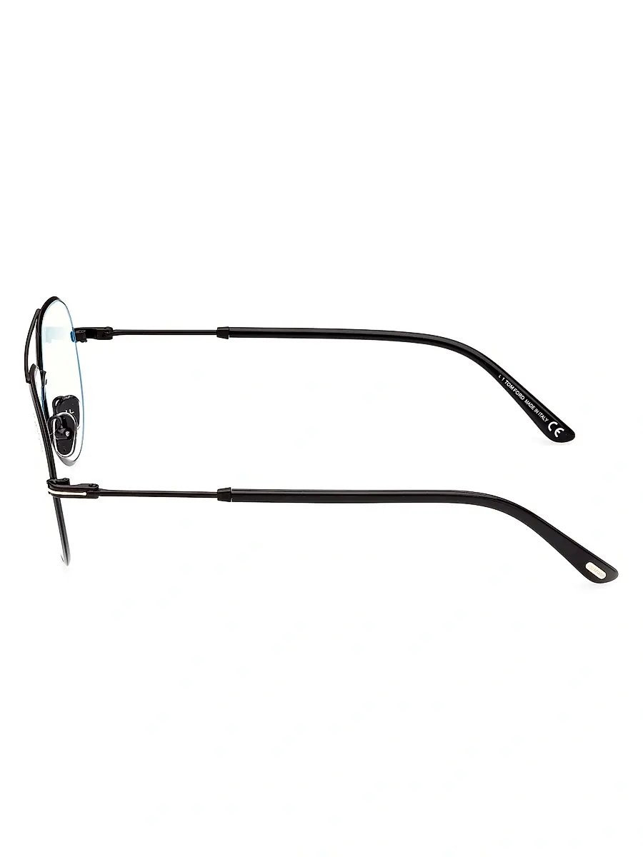 TOM FORD Men's 55MM Aviator Blue Block Glasses - Black Blue | Thumbnail 3 TOM FORD Men's 55MM Aviator Blue Block Glasses - Black Blue | Thumbnail 3