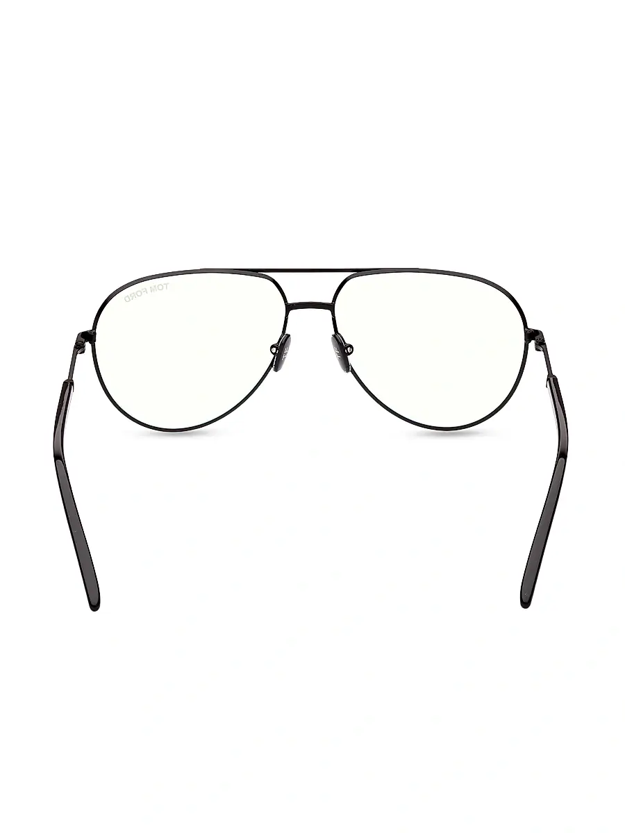 TOM FORD Men's 55MM Aviator Blue Block Glasses - Black Blue | Thumbnail 5 TOM FORD Men's 55MM Aviator Blue Block Glasses - Black Blue | Thumbnail 5