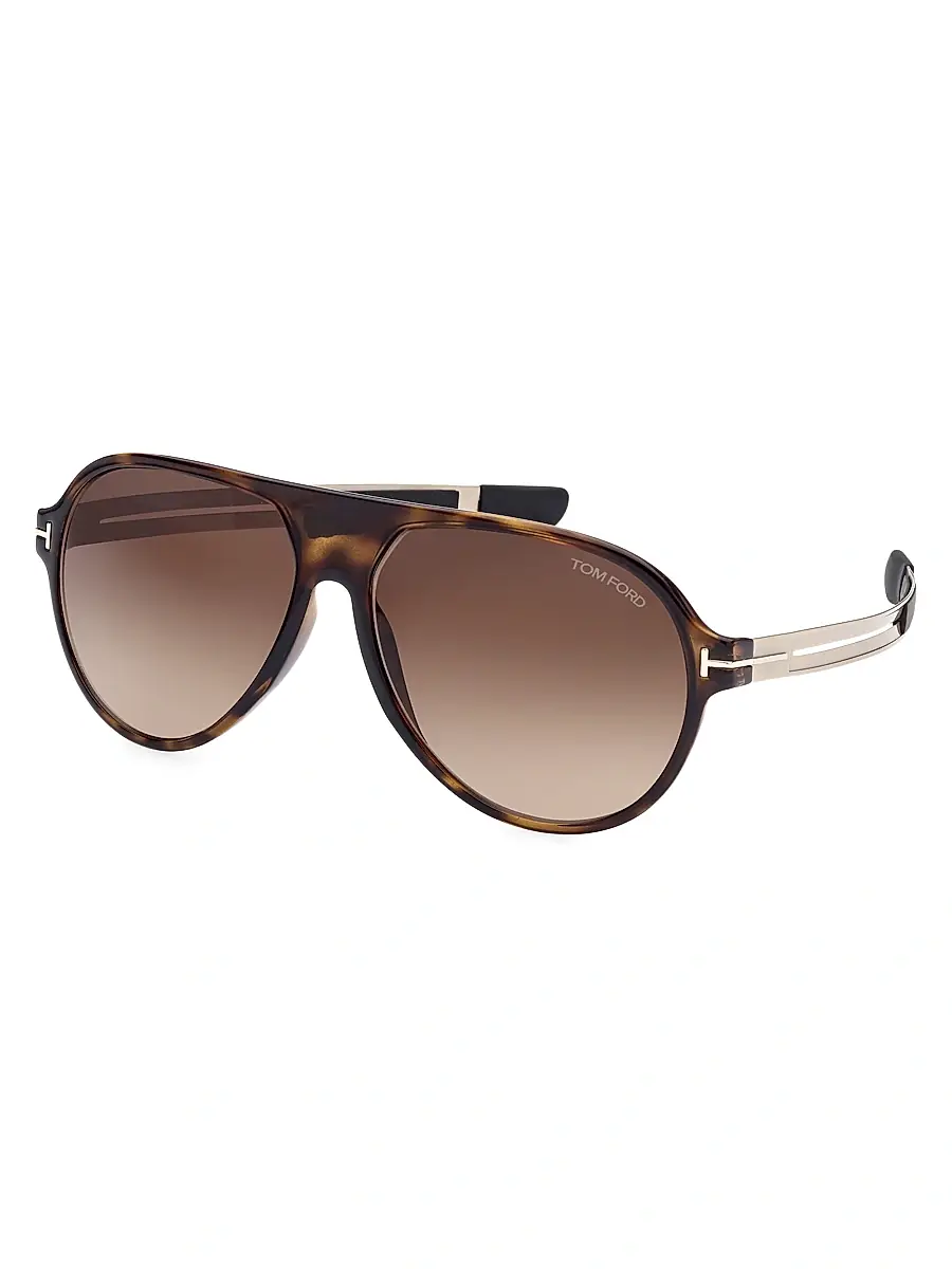 TOM FORD Men's Oscar 60MM Pilot Sunglasses - Havana | Thumbnail 2
