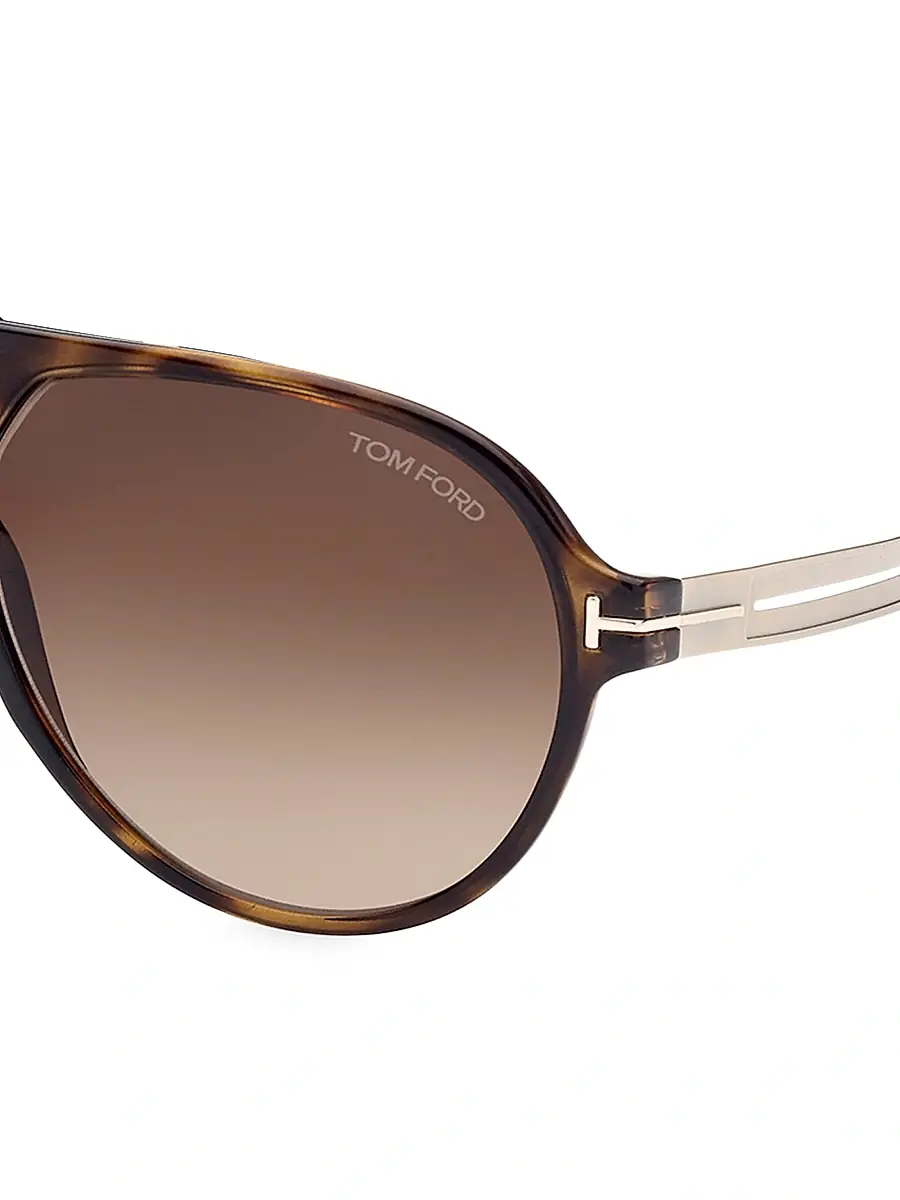 TOM FORD Men's Oscar 60MM Pilot Sunglasses - Havana | Thumbnail 3