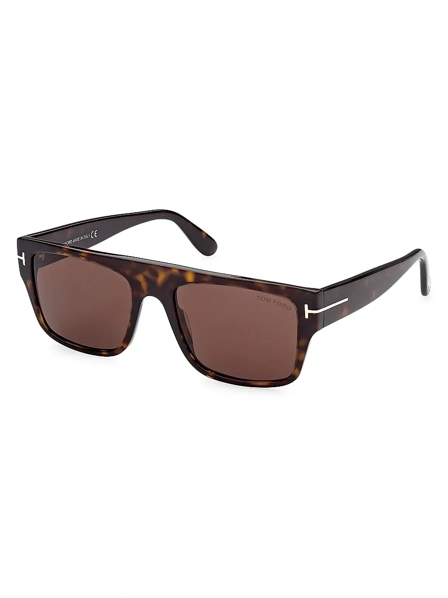 TOM FORD Men's Dunning-02 55MM Rectangular Sunglasses - Shiny Brown | Image 1 TOM FORD Men's Dunning-02 55MM Rectangular Sunglasses - Shiny Brown | Image 1