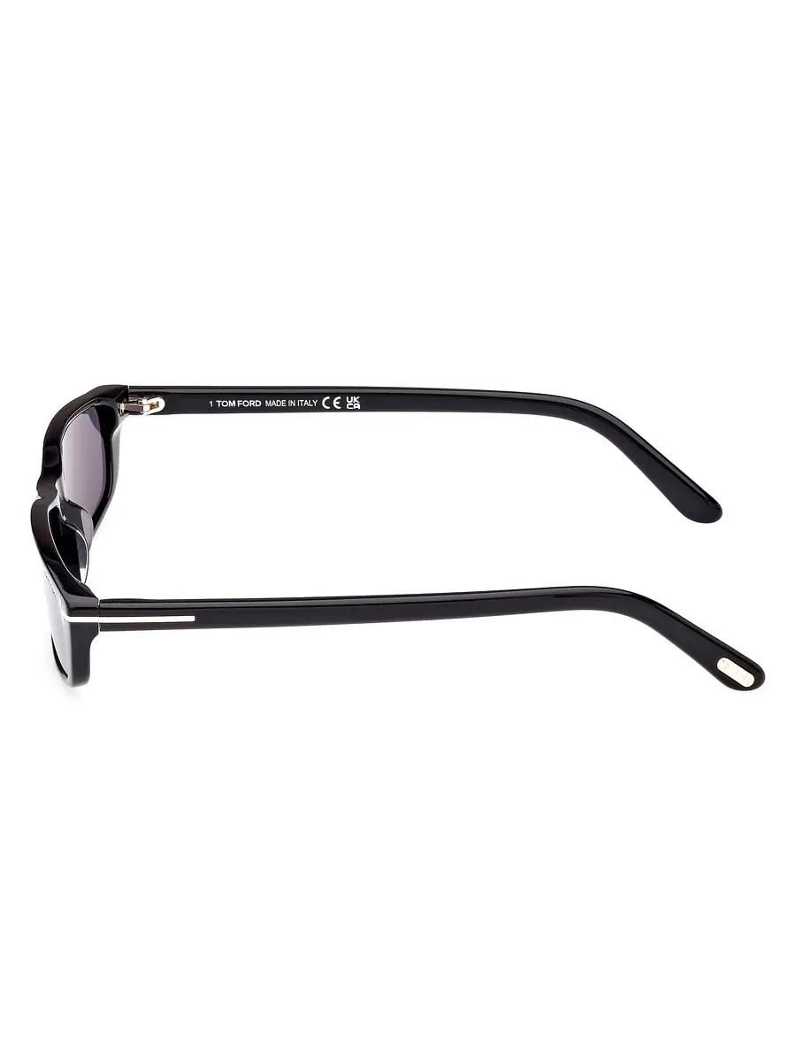 TOM FORD Men's 59MM Rectangular Sunglasses - Shiny Black Smoke | Thumbnail 2