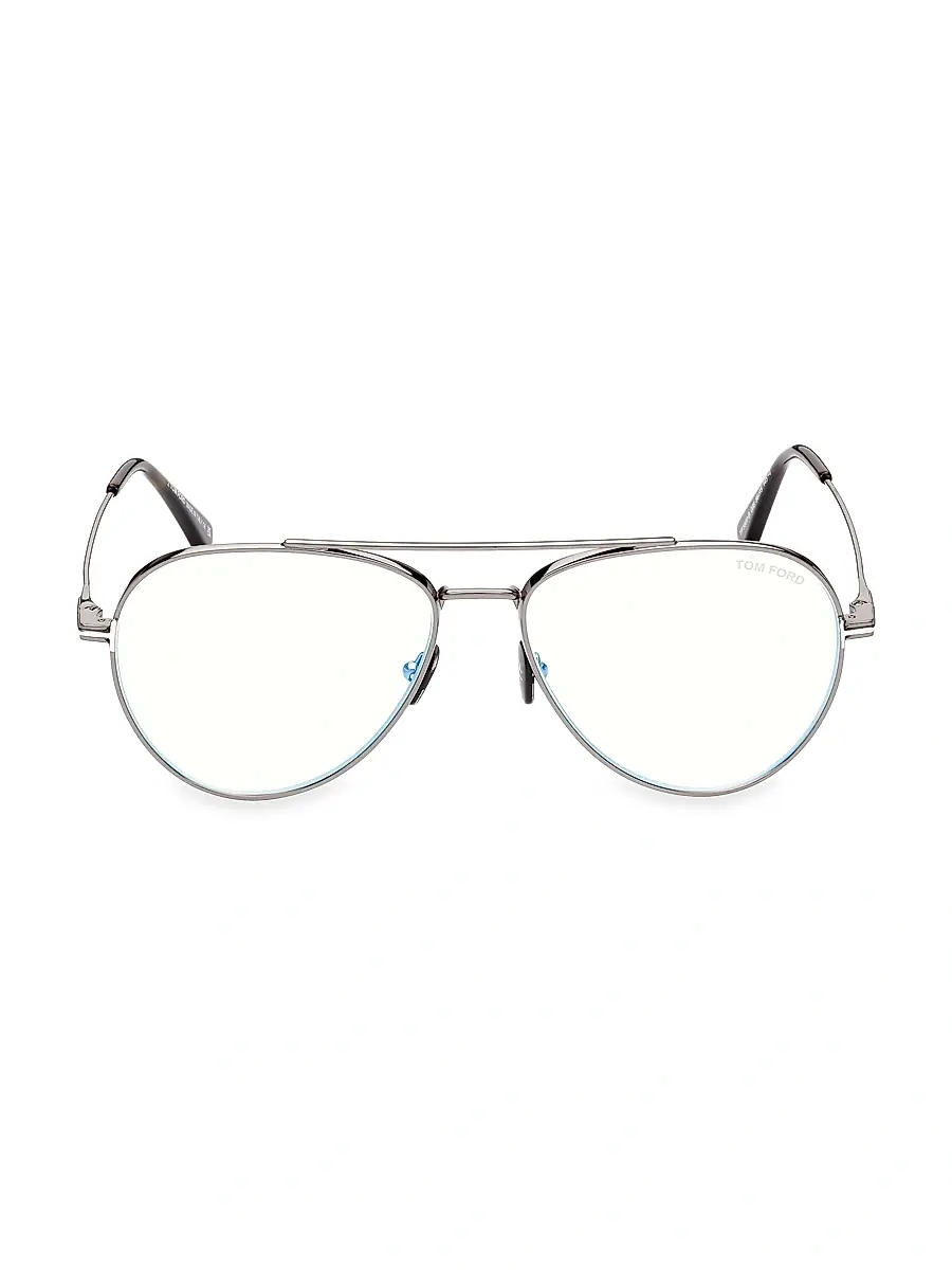 TOM FORD Men's 56MM Aviator Blue Filter Glasses - Dark Gunmetal | Image 1 TOM FORD Men's 56MM Aviator Blue Filter Glasses - Dark Gunmetal | Image 1