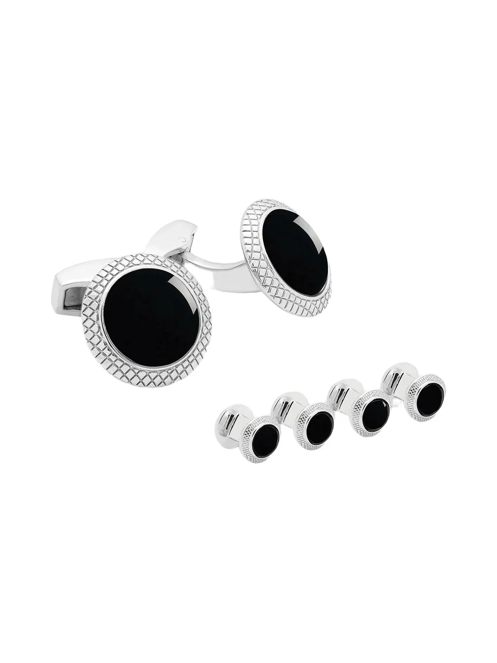 Men's Bullseye 6-Piece Onyx & Rhodium Stud & Cufflink Set - Black Men's Bullseye 6-Piece Onyx & Rhodium Stud & Cufflink Set - Black
